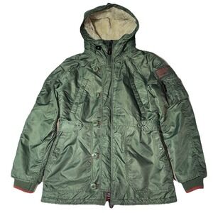 Superdry Jacket Womens M Flight Project Warm Winter Coat Parka Hooded Army Green